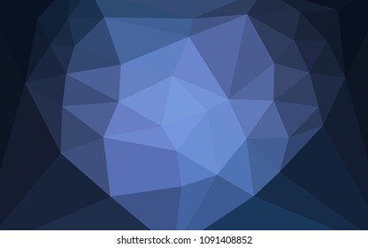 Light BLUE vector abstract polygonal pattern with a heart in a centre. Illustration in halftone style with triangles. Textured pattern for your backgrounds.