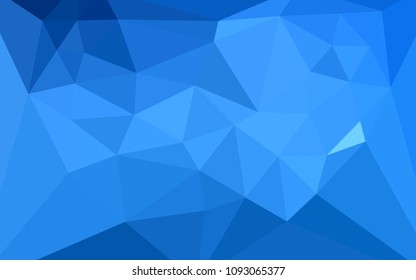 Light BLUE vector abstract polygonal background with a heart in a centre. A sample with polygonal shapes. Triangular pattern for your design.