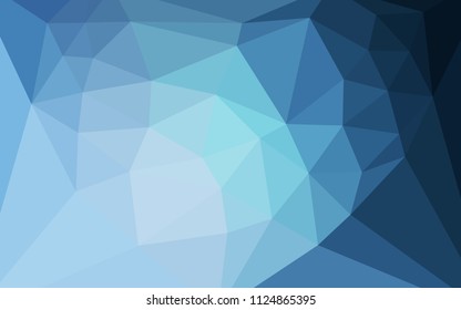 Light BLUE vector abstract polygonal template with a heart in a centre. A sample with polygonal shapes. Completely new template for your banner.