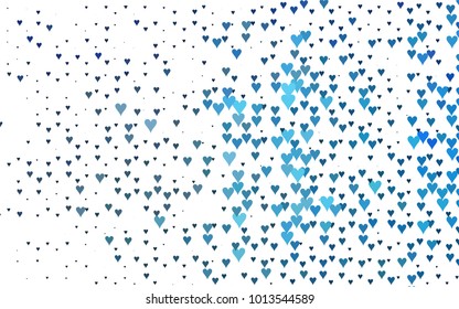 Light BLUE vector abstract small hearts on white background. Template for valentine day with sweet, romantic concept. Amazing pattern for your design, banner, leaflet.