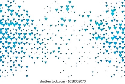 Light BLUE vector abstract small hearts on white background. Template for valentine day with sweet, romantic concept. Amazing pattern for your design, banner, leaflet.