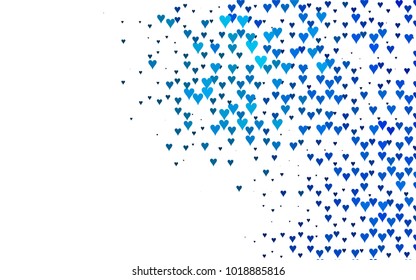 Light BLUE vector abstract small hearts on white background. Template for valentine day with sweet, romantic concept. Amazing pattern for your design, banner, leaflet.