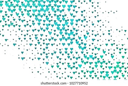Light BLUE vector abstract small hearts on white background. Template for valentine day with sweet, romantic concept. Amazing pattern for your design, banner, leaflet.