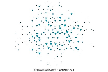 Light BLUE vector abstract small hearts on white background. Template for valentine day with sweet, romantic concept. Amazing pattern for your design, banner, leaflet.