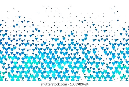 Light BLUE vector abstract small hearts on white background. Template for valentine day with sweet, romantic concept. Amazing pattern for your design, banner, leaflet.