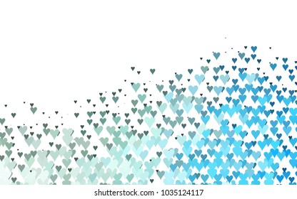 Light BLUE vector abstract small hearts on white background. Template for valentine day with sweet, romantic concept. Amazing pattern for your design, banner, leaflet.