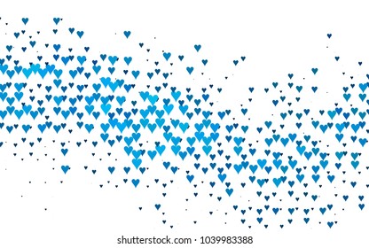 Light BLUE vector abstract small hearts on white background. Template for valentine day with sweet, romantic concept. Amazing pattern for your design, banner, leaflet.