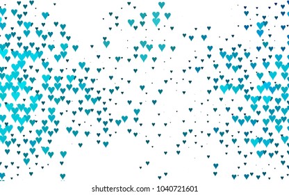 Light BLUE vector abstract small hearts on white background. Template for valentine day with sweet, romantic concept. Amazing pattern for your design, banner, leaflet.