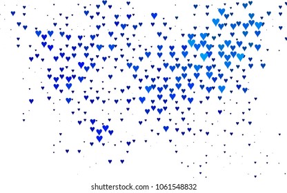 Light BLUE vector abstract small hearts on white background. Template for valentine day with sweet, romantic concept. Amazing pattern for your design, banner, leaflet.