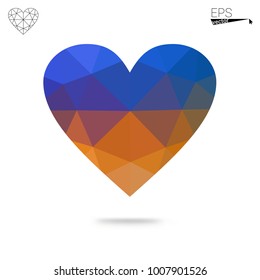 Light BLUE vector abstract Triangle Geometrical Heart on white polygonal background. Happy Valentine's Day Greeting Card. Stock template for your design.