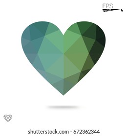 Light BLUE vector abstract Triangle Geometrical Heart on white polygonal background. Happy Valentine's Day Greeting Card. Stock template for your design.