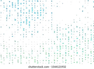 Light BLUE vector backdrop with algebra elements. Shining colorful illustration with isolated Digit signs. Template for cell phone backgrounds.