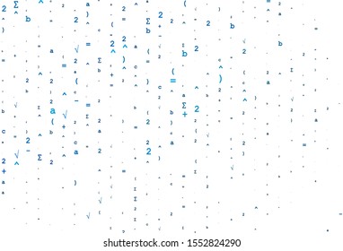 Light BLUE vector backdrop with algebra elements. Shining colorful illustration with isolated Digit signs. Pattern for school, grammar websites.