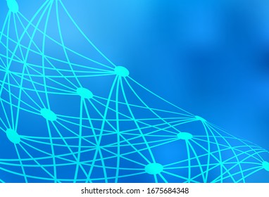 Light BLUE vector backdrop with artificial intelligence data. Colored AI structure with gradient lines and dots. Smart design for promotion of bid data.