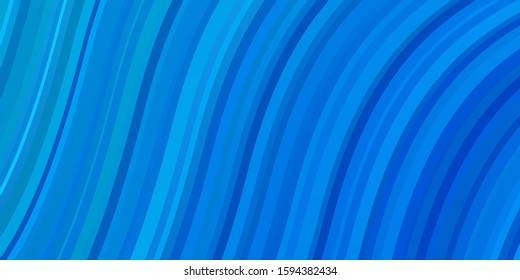 Light BLUE vector backdrop with bent lines. Bright illustration with gradient circular arcs. Pattern for websites, landing pages.