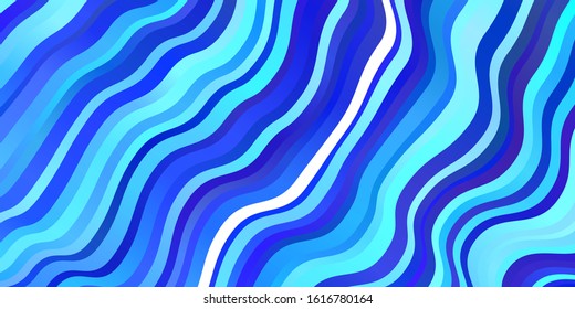 Light BLUE vector backdrop with bent lines. Abstract illustration with gradient bows. Pattern for busines booklets, leaflets