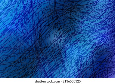 Light BLUE vector backdrop with bent lines. A shining illustration, which consists of curved lines. Simple template for your design.