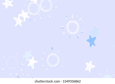 Light BLUE vector backdrop with bright stars, suns. Blurred decorative design in simple style with stars, suns. Smart design for your business advert.