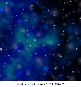 Light BLUE vector backdrop with circles, stars. Colorful disks, stars on simple gradient background. Texture for window blinds, curtains.