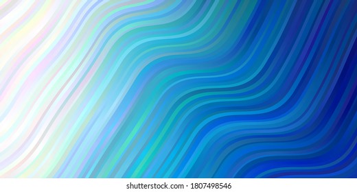 Light BLUE vector backdrop with circular arc waves. Colorful illustration, which consists of curves. Best design for your posters, banners.