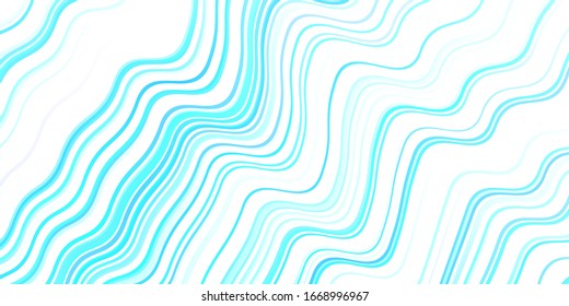 Light BLUE vector backdrop with curved lines. Glitter abstract illustration with wry lines. A new texture for your  ad, booklets, leaflets.