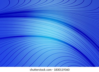 Light BLUE vector backdrop with curved lines. A shining illustration, which consists of curved lines. Best design for your business.