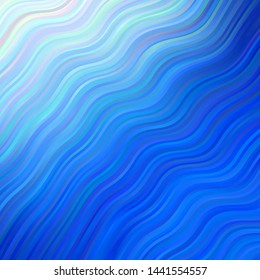 Light BLUE vector backdrop with curves. Abstract illustration with gradient bows. Template for your UI design.