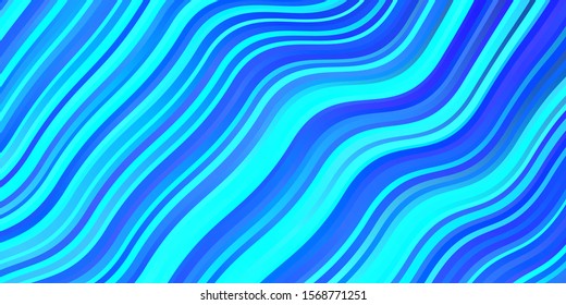 Light BLUE vector backdrop with curves. Abstract gradient illustration with wry lines. Pattern for busines booklets, leaflets