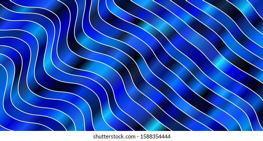 Light BLUE vector backdrop with curves. Abstract illustration with bandy gradient lines. Pattern for ads, commercials.