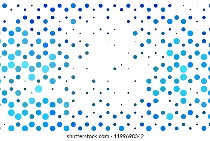 Light BLUE vector backdrop with dots. Glitter abstract illustration with blurred drops of rain. Design for business adverts.