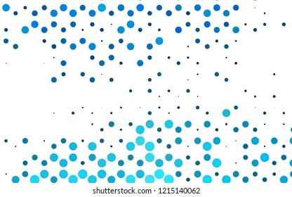 Light BLUE vector backdrop with dots. Glitter abstract illustration with blurred drops of rain. Pattern for ads, booklets.