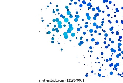 Light BLUE vector backdrop with dots, spots. Glitter abstract illustration with blurred drops of rain. Template for your brand book.