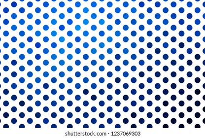 Light BLUE vector backdrop with dots. Blurred bubbles on abstract background with colorful gradient. Pattern of water, rain drops.