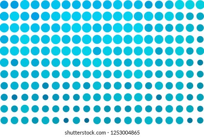 Light BLUE vector backdrop with dots. Blurred bubbles on abstract background with colorful gradient. Pattern of water, rain drops.