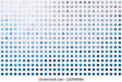 Light BLUE vector backdrop with dots. Illustration with set of shining colorful abstract circles. Pattern of water, rain drops.