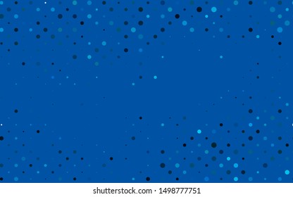 Light BLUE vector backdrop with dots. Illustration with set of shining colorful abstract circles. Pattern for ads, leaflets.