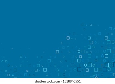 Light BLUE vector backdrop with dots, spots, cubes. Decorative design in abstract style with circles, rectangles. Pattern of water, rain drops.