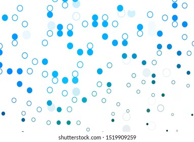Light BLUE vector backdrop with dots. Illustration with set of shining colorful abstract circles. Template for your brand book.