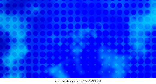 Light BLUE vector backdrop with dots. Illustration with set of shining colorful abstract spheres. New template for a brand book.