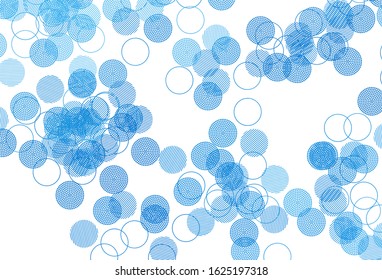Light BLUE vector backdrop with dots. Illustration with set of shining colorful abstract circles. Design for poster, banner of websites.
