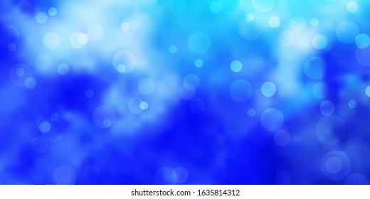 Light BLUE vector backdrop with dots. Abstract colorful disks on simple gradient background. Pattern for wallpapers, curtains.