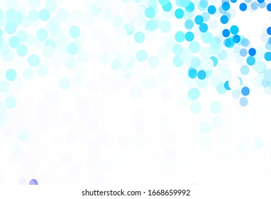 Light BLUE vector backdrop with dots. Beautiful colored illustration with blurred circles in nature style. Pattern for futuristic ad, booklets.