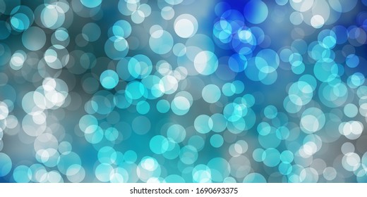 Light BLUE vector backdrop with dots. Abstract decorative design in gradient style with bubbles. New template for a brand book.