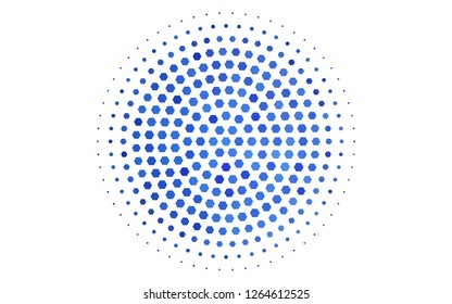 Light BLUE vector backdrop with hexagons. Illustration of colored hexagons on white surface. Pattern for texture of wallpapers.