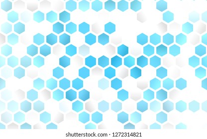 Light BLUE vector backdrop with hexagons. Illustration of colored hexagons on white surface. Beautiful design for your business advert.