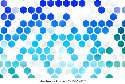 Light BLUE vector backdrop with hexagons. Illustration of colored hexagons on white surface. New template for your brand book.