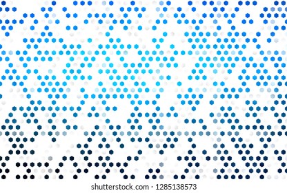 Light BLUE vector backdrop with hexagons. Illustration of colored hexagons on white surface. Pattern can be used for landing pages.