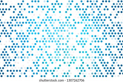 Light BLUE vector backdrop with hexagons. Illustration of colored hexagons on white surface. Pattern can for your ad, booklets.