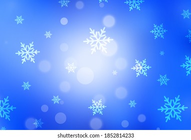 Light BLUE vector backdrop in holiday style. Simple gradient illustration with Christmas attributes. Smart design for promotion of university.