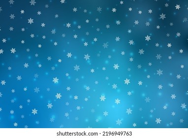 Helle BLAU Vektorhintergrund im Urlaubsstil. Farbige Illustration mit Weihnachtssimbols und -zeichen. Vorlage für Schriften, Typografie.